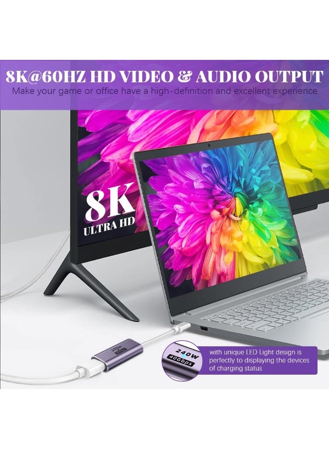 USB-C Female to USB-C Female Adapter 240W Power Delivery & 40Gbps High-Speed Connector – 8K@60Hz Video Support for Laptops, Phones & Tablets - Image 5